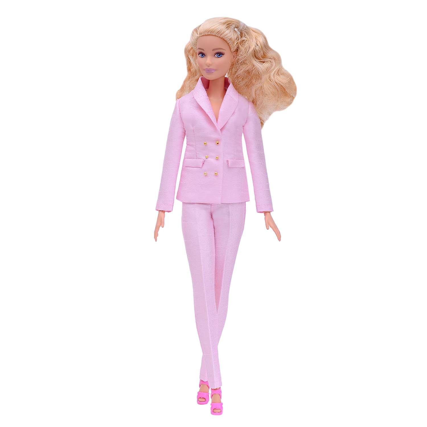 Шелковый брючный костюм Эленприв Светло-розовый для куклы 29 см типа Барби FA-011-04 - фото 6