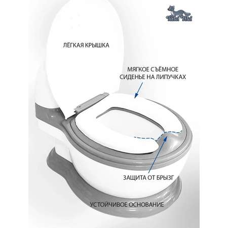 Горшок детский RIKI TIKI унитаз анатомический с крышкой FG370 серый