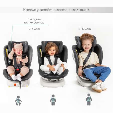 Автокресло детское Champion AmaroBaby Isofix класс D группа серый