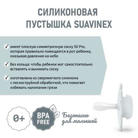 Физиологическая пустышка от 0 до 6 мес. Suavinex голубой