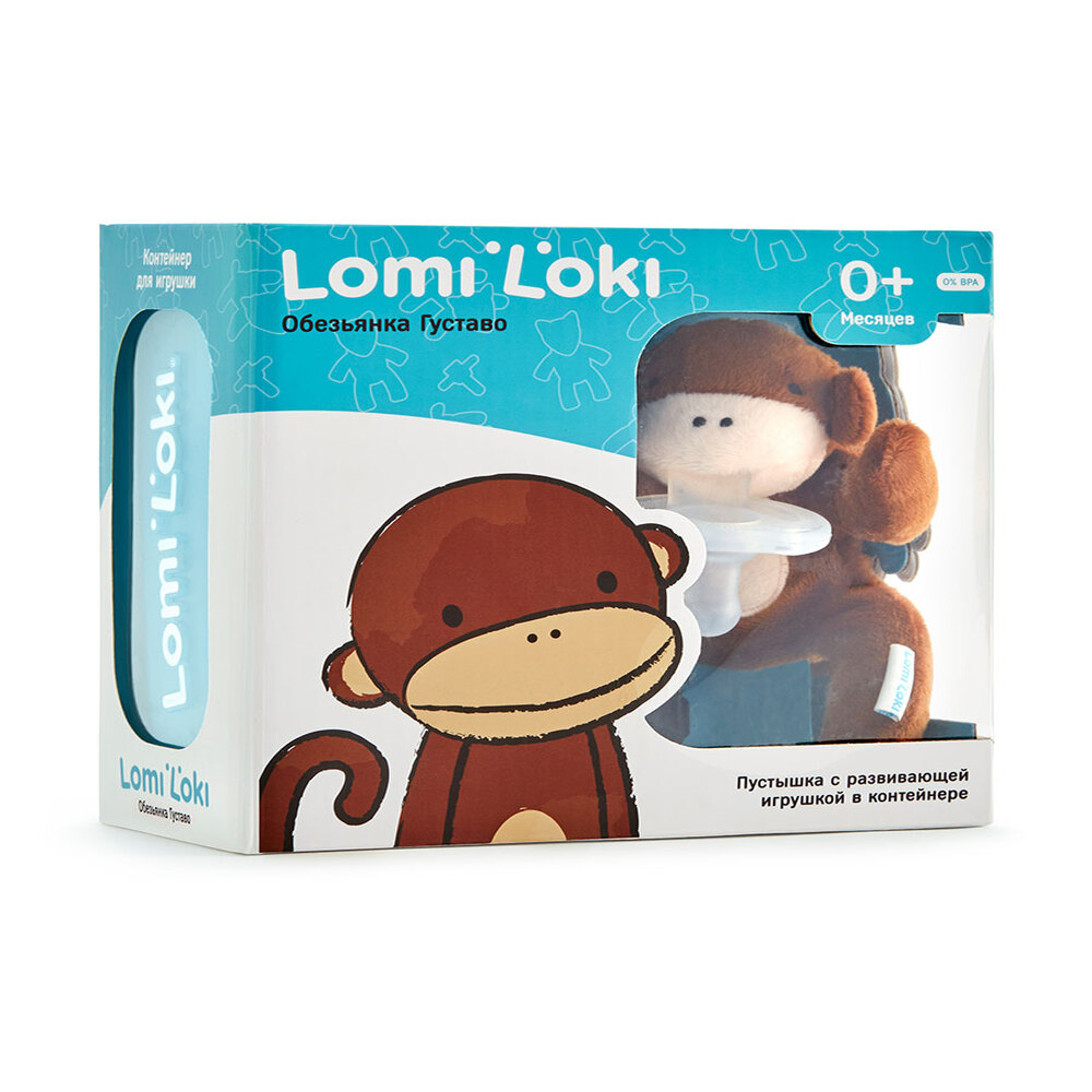 Соска-пустышка LomiLoki с развивающей игрушкой Обезьянка Густаво - фото 1