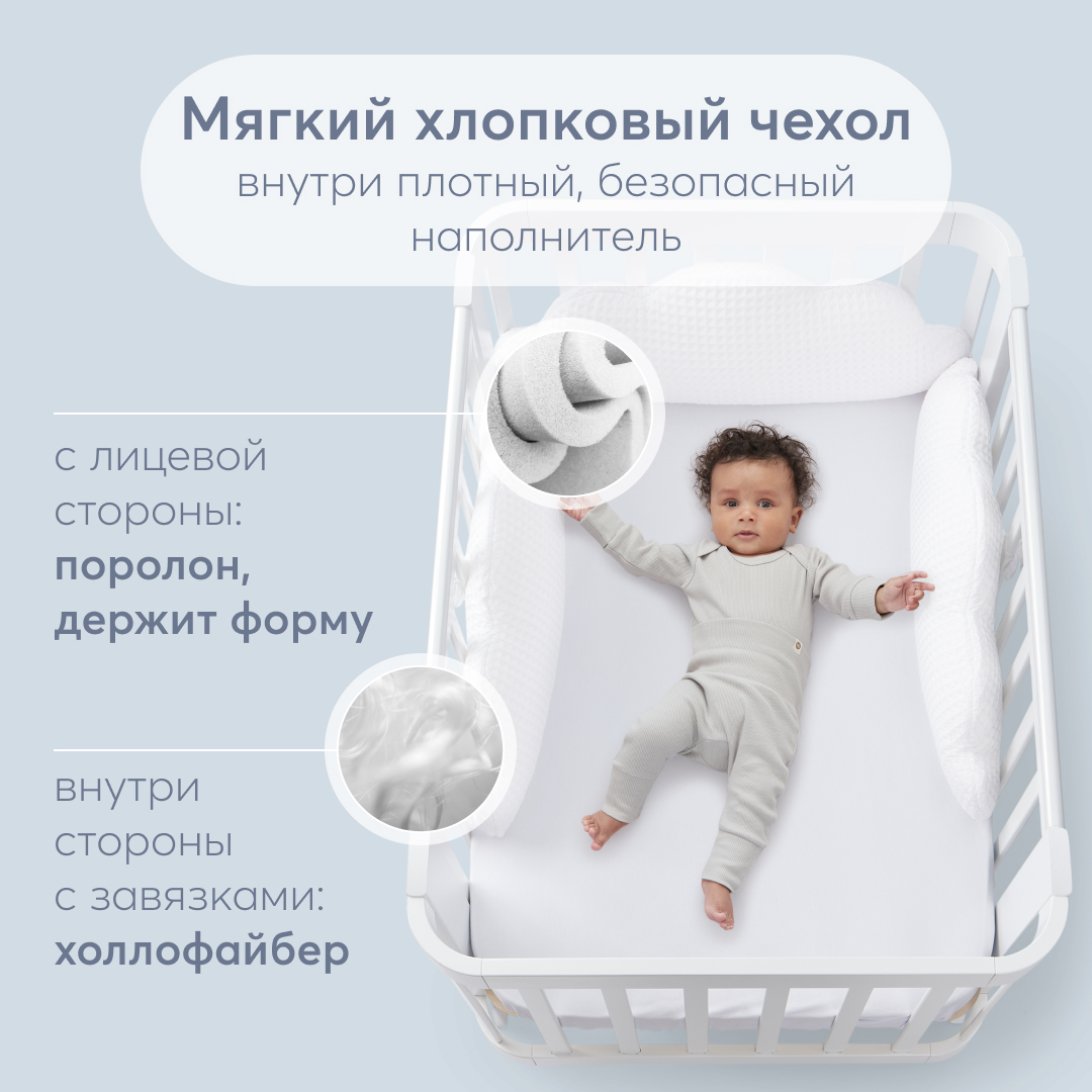 Бортик в кроватку Happy Baby Бортики-облачка на завязках - фото 2