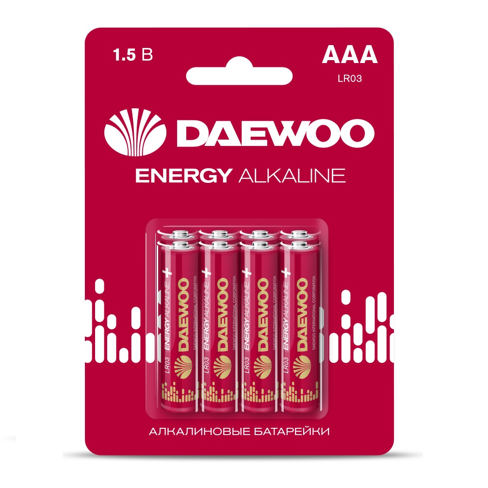 Батарейки алкалиновые DAEWOO Energy Alkaline ААА LR03 Мизинчиковые 8 шт  LR03EA-8B купить по цене 329 ₽ в интернет-магазине Детский мир