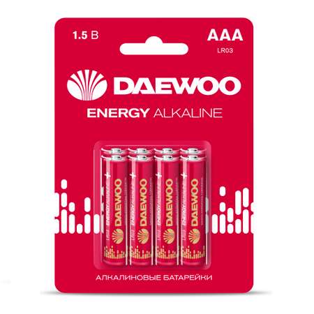 Батарейки алкалиновые DAEWOO Energy Alkaline ААА LR03 Мизинчиковые 8 шт LR03EA-8B