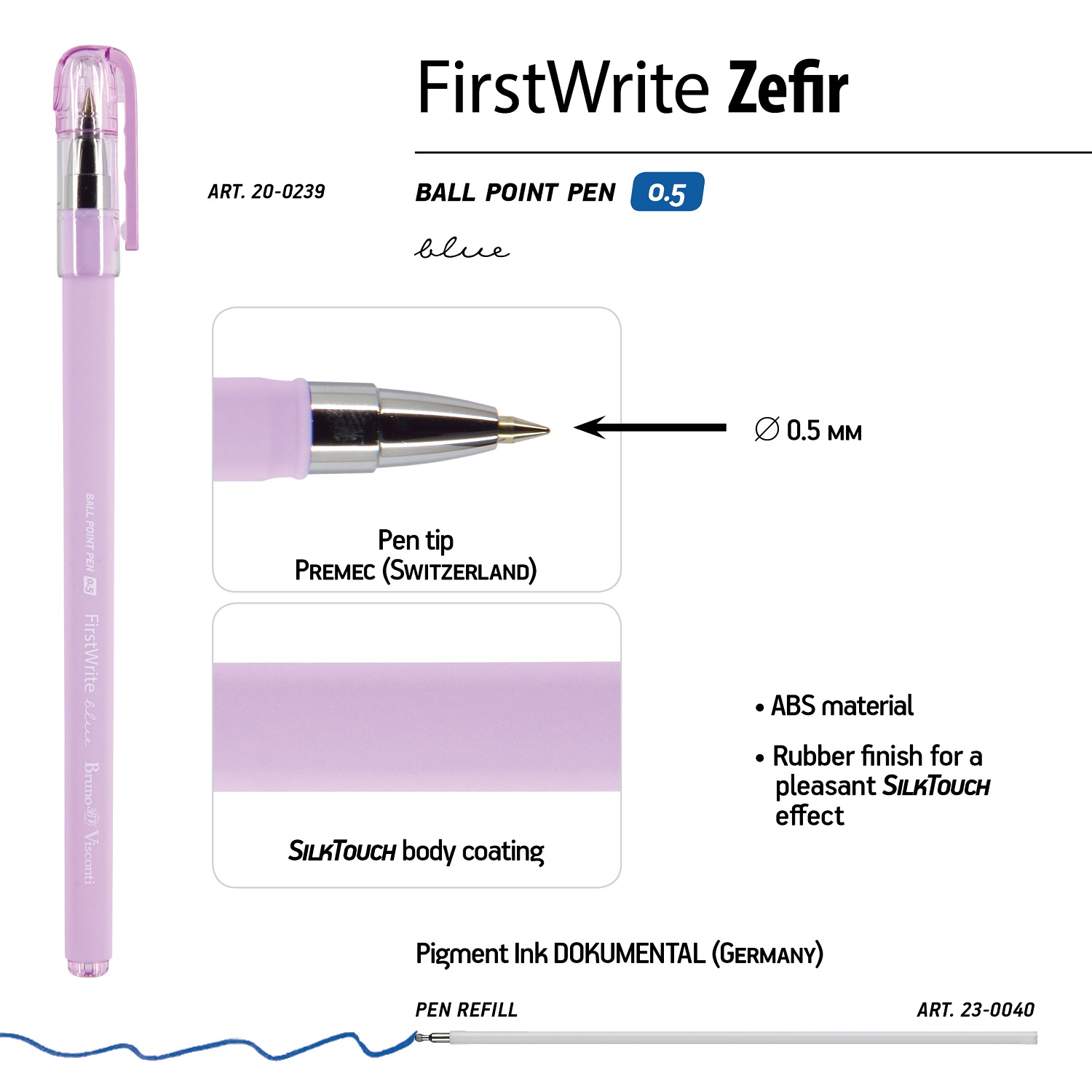 Набор из 5-ти шариковых ручек Bruno Visconti FirstWrite Zefir синие - фото 5