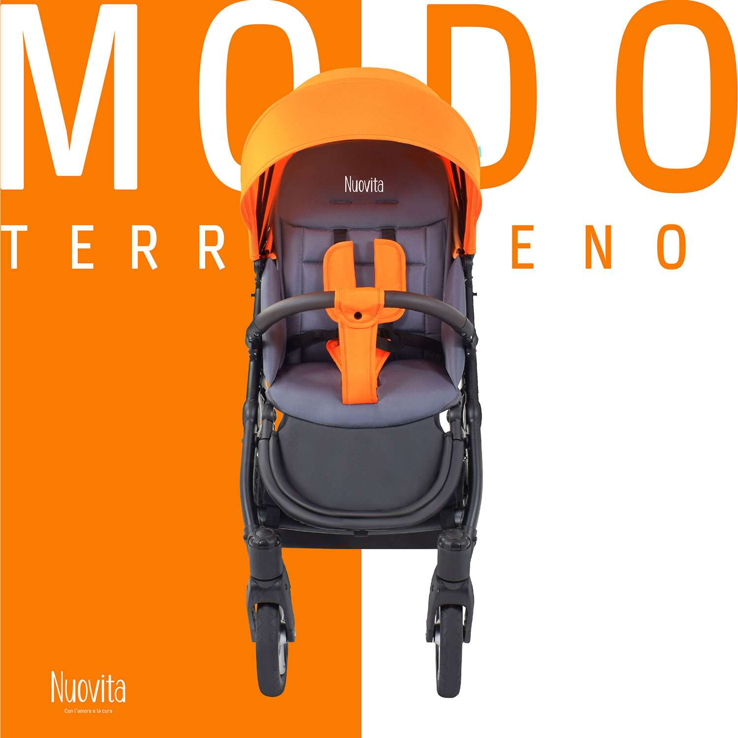 Коляска прогулочная Nuovita Modo Terreno Оранжево-серый - фото 3