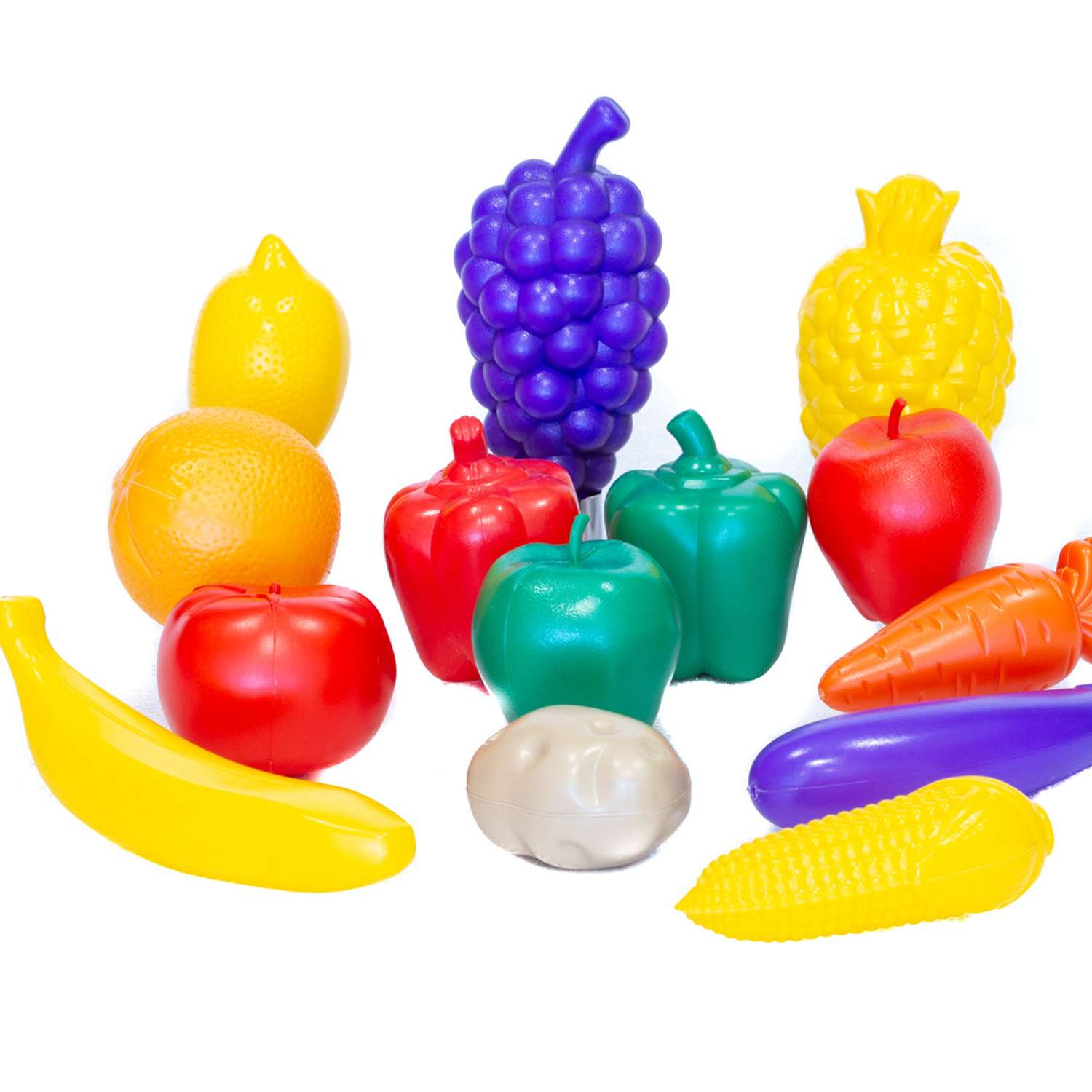 Набор игрушечных продуктов Green Plast овощи и фрукты в корзинке - фото 6