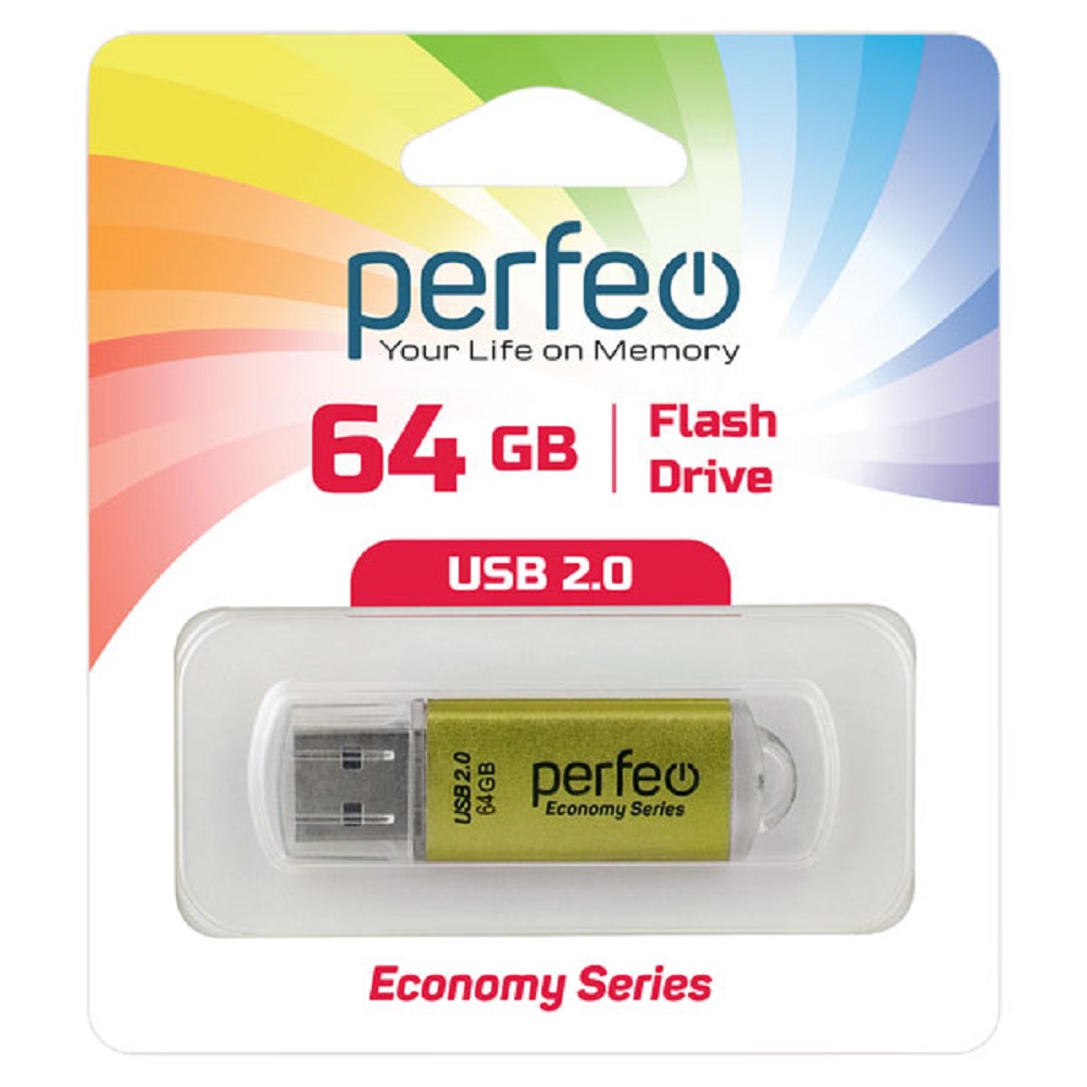 USB флеш Perfeo 64GB E01 Gold economy series - фото 1
