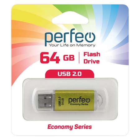 USB флеш Perfeo 64GB E01 Gold economy series