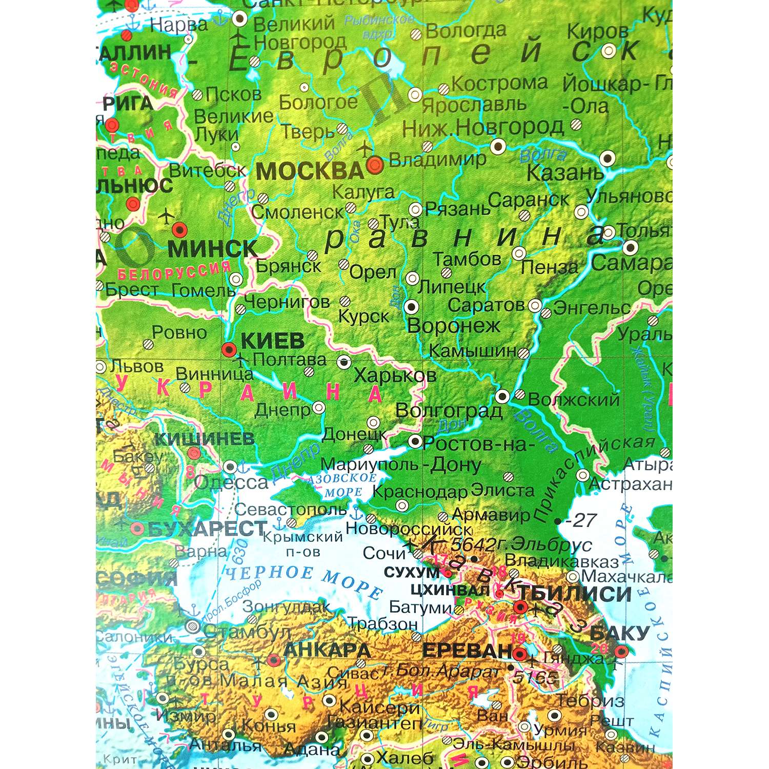 Карта настенная Атлас Принт Мир физическая 1.57x1.07 м - фото 2
