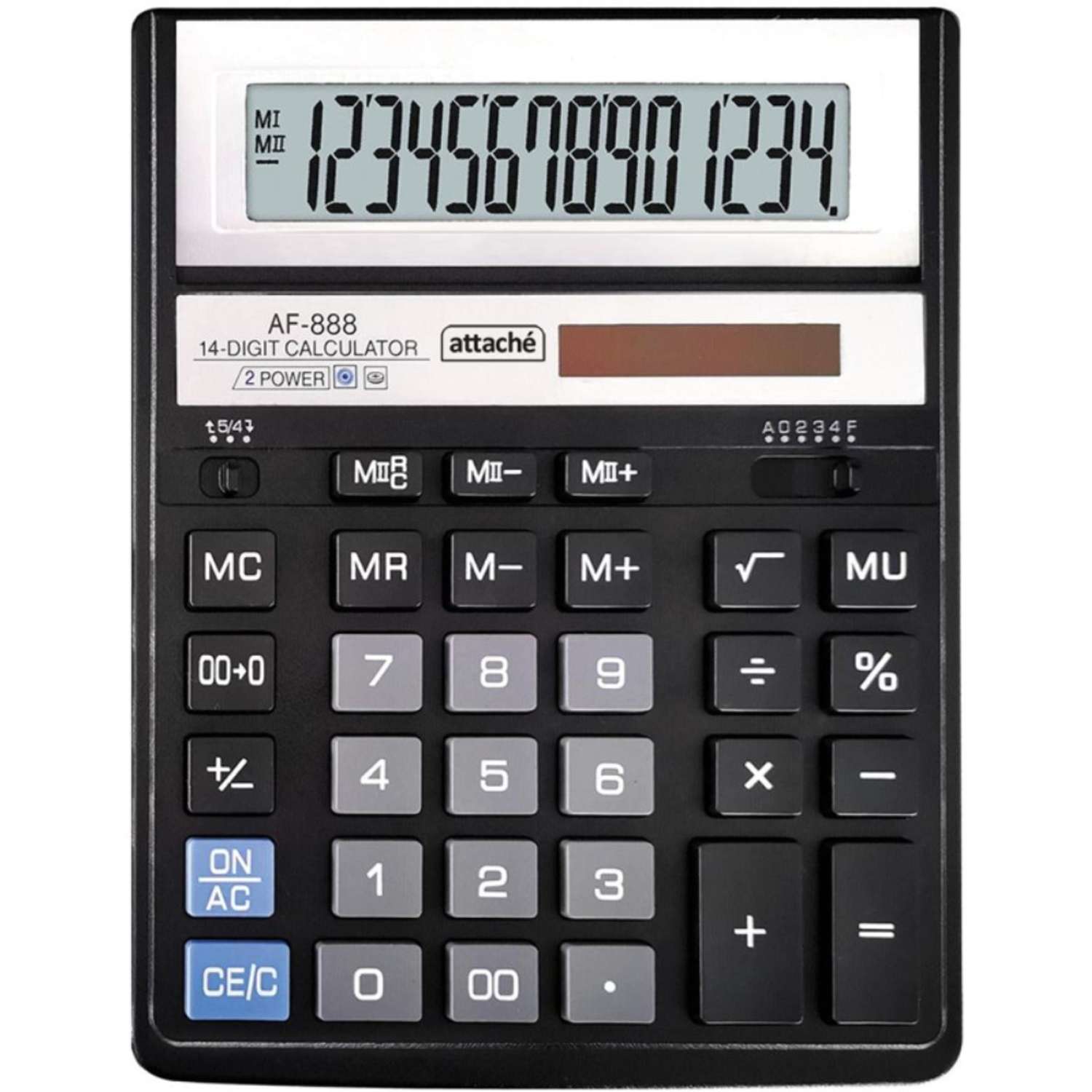 Калькулятор Attache настольный 14ти разрядный 204x158мм черный 1 шт - фото 1