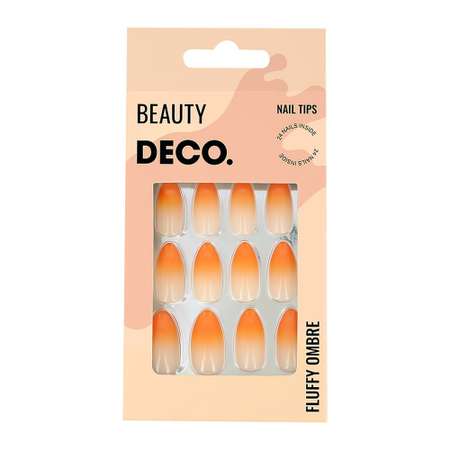 Накладные ногти DECO. Fluffy ombre orange 24 шт + клеевые стикеры 24 шт