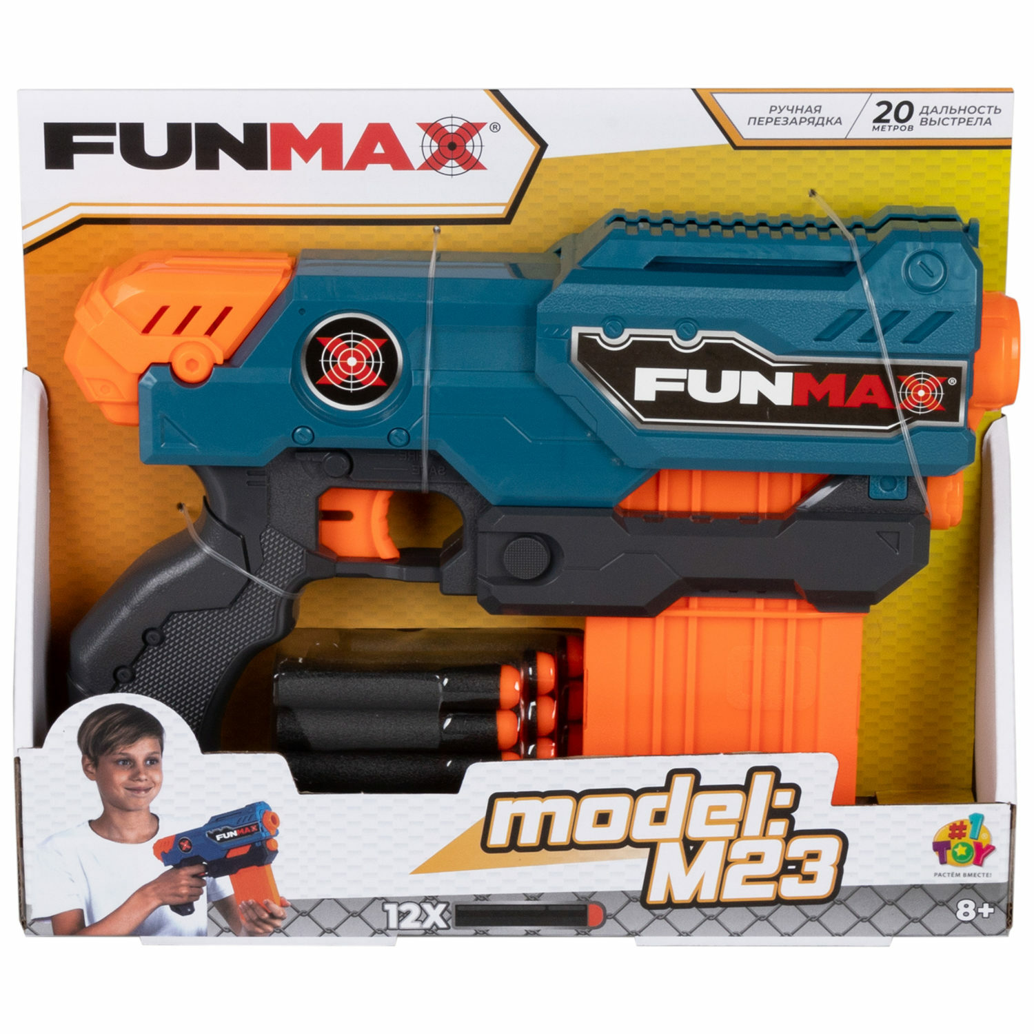 Фанмакс Бластер с мягкими пулями FunMax 1TOY детский 12 пуль - фото 7