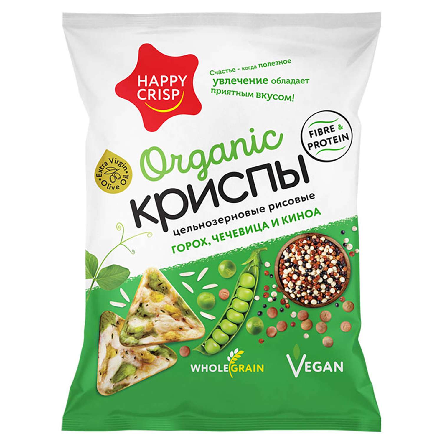 Криспы Happy Crisp горох-чечевица-киноа 50г - фото 1