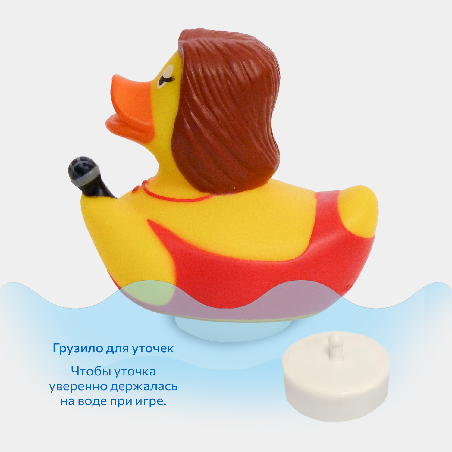 Игрушка для ванны сувенир Funny ducks Певица уточка 1331 - фото 6