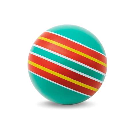 Мяч ЧАПАЕВ диаметр 100 мм Тропинки бирюзовый фон красные полоски