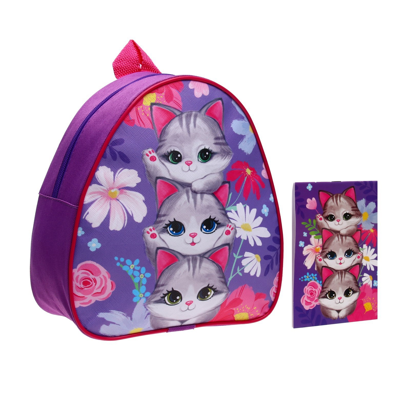 Рюкзак детский NAZAMOK «Котики» 23*20.5 см + блокнот А6 Calligrata - фото 3