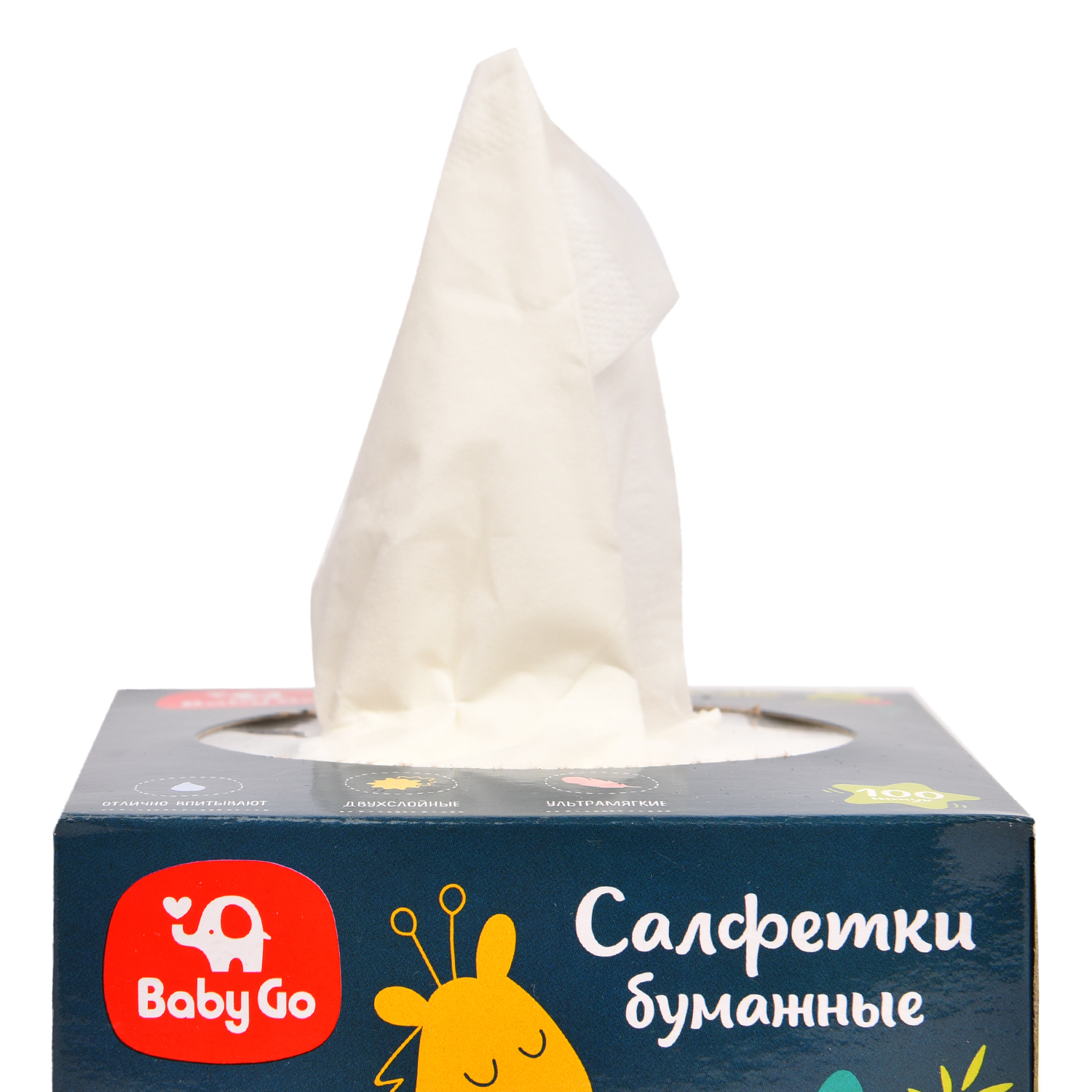 Салфетки бумажные BabyGo универсальные 2слоя 100шт PN-2-100 - фото 3