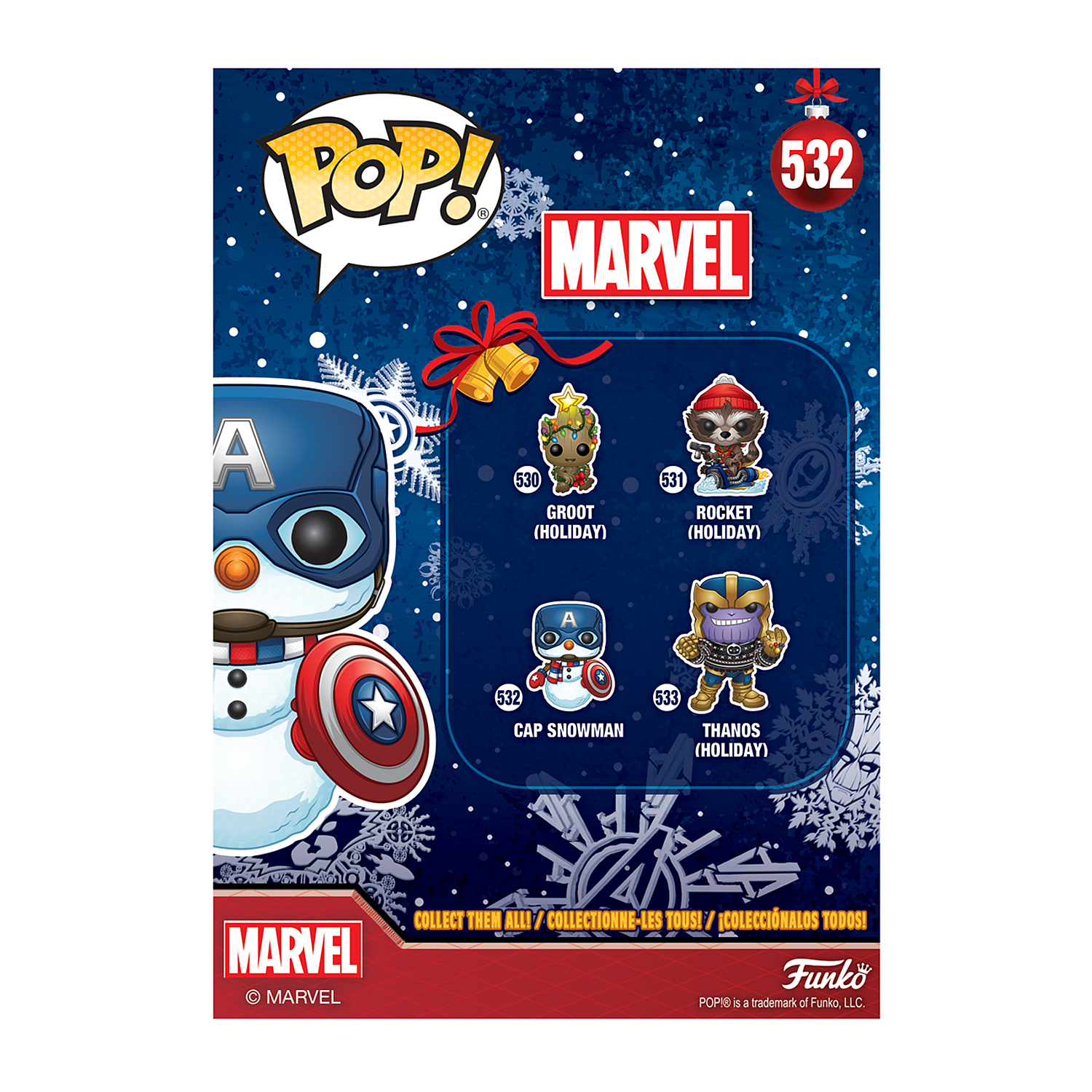 Игрушка Funko Pop Bobble Marvel holiday Cap America Fun2503 - фото 3