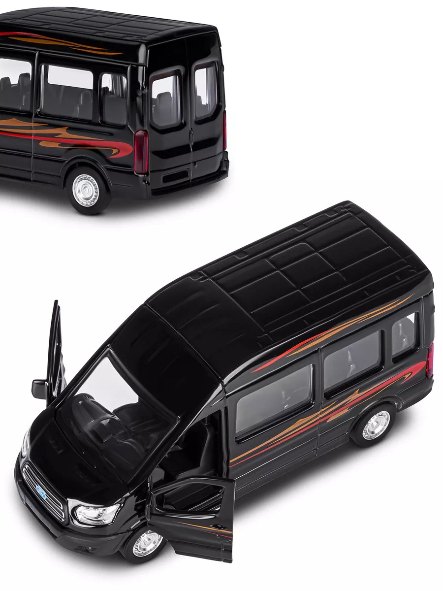 Автомобиль АВТОпанорама Ford Transit 1:52 черный JB1251272 - фото 9