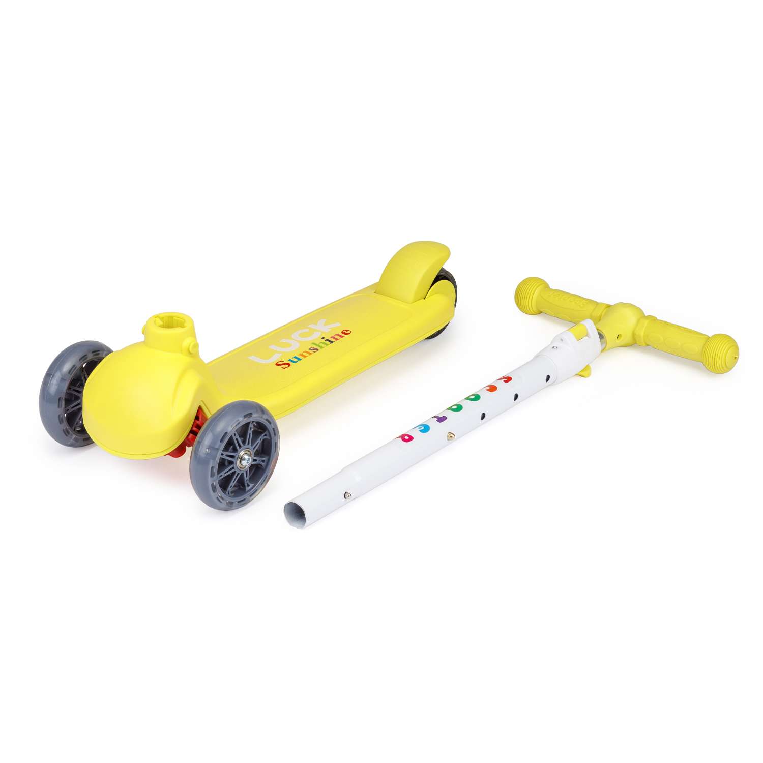 Самокат BABY STYLE детский светящиеся колеса с тормозом до 25 кг желтый - фото 5