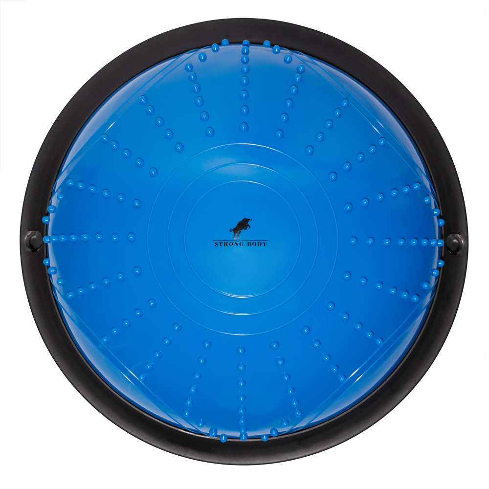Балансировочная полусфера BOSU STRONG BODY в комплекте со съемными эспандерами синяя - фото 5