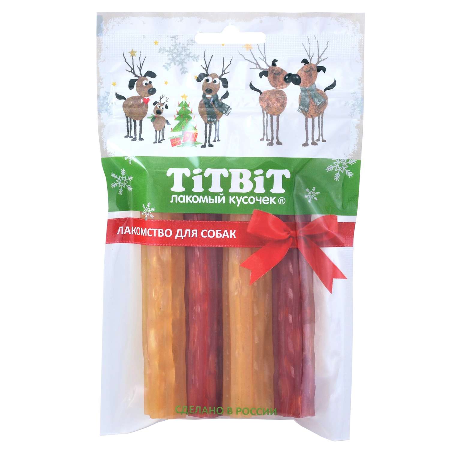Лакомство для собак TITBIT Палочки мармеладные Red snack Новогодняя коллекция 100г - фото 1