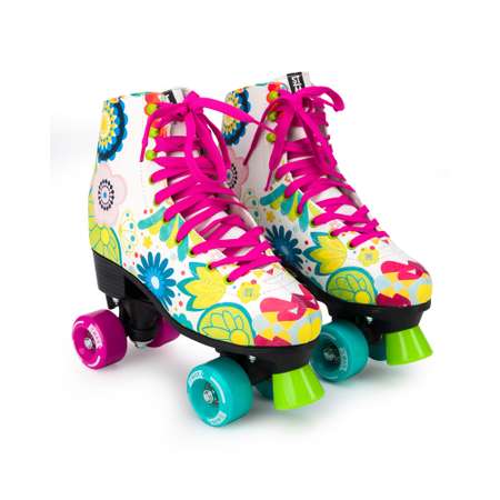 Роликовые коньки SXRide Roller skate YXSKT04FLWR40 цвет белые с цветами размер 40