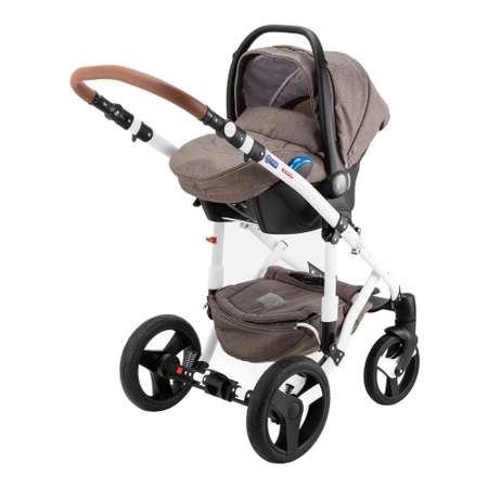 Коляска 3в1 BeBe-mobile Movo Standart R4 Шоколадный+Белая кожа+Шоколадная кожаная отделка