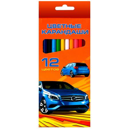 Карандаши цветные Hatber ВК 12 цветов Автопанорама карт.упаковка/европодвес заточ.