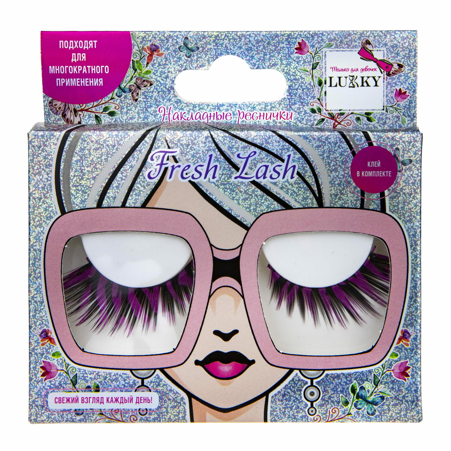 Накладные Ресницы Lukky Fresh Lash цветные Розовые полоски - фото 1