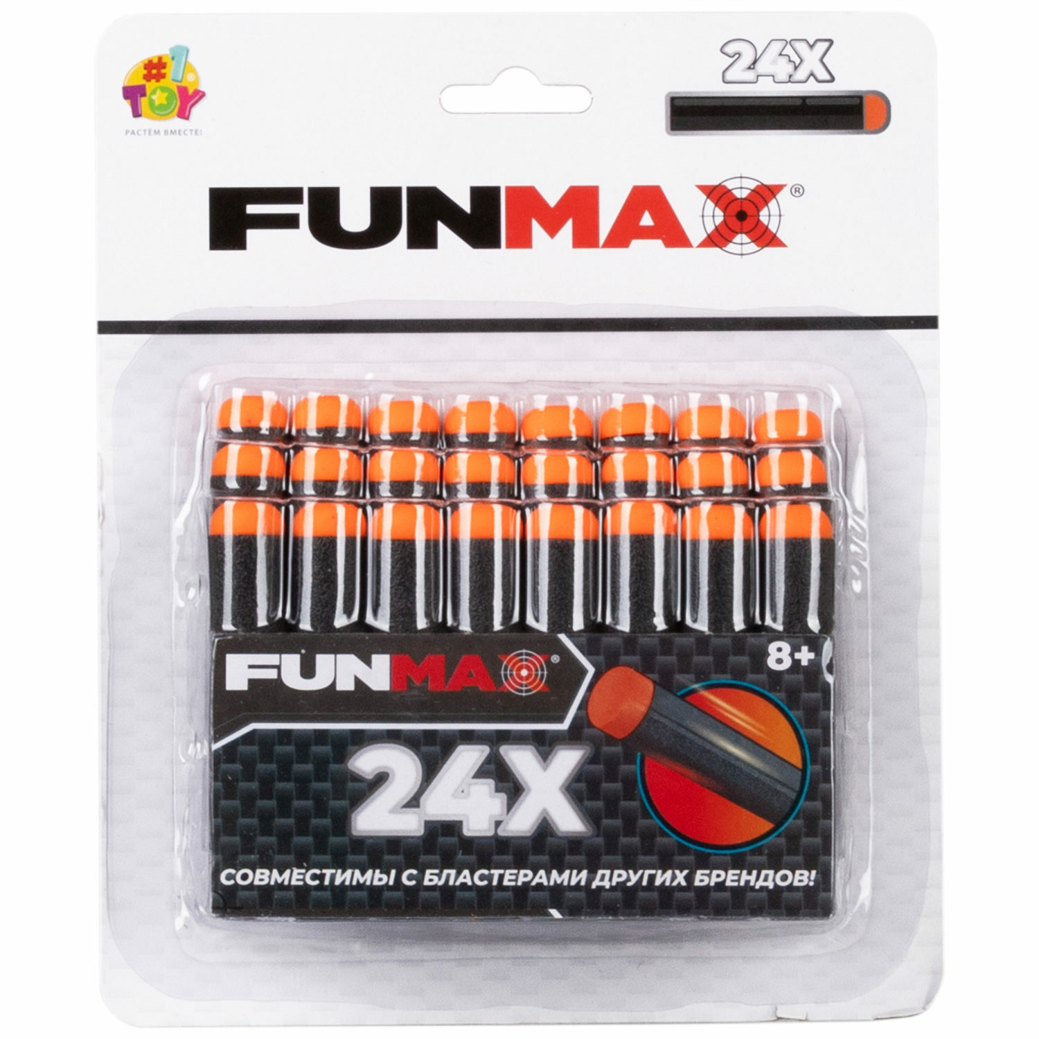 Фанмакс Патроны для бластера FunMax 1TOY игрушечные мягкие пули набор 24 EVA снаряда - фото 3