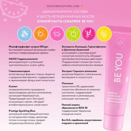 Зубная паста Curaprox Be You Любитель конфет 60 ml розовая