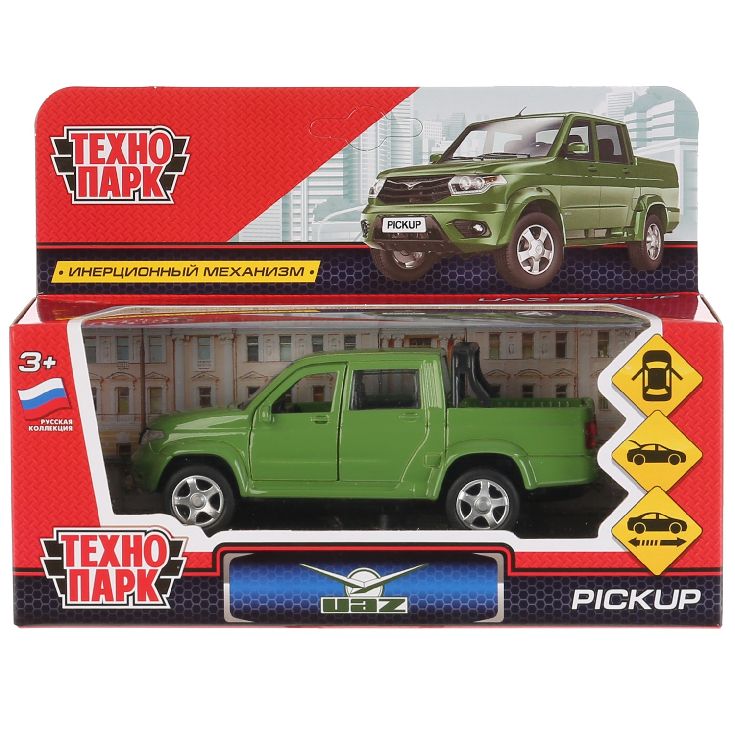 Машина металлическая Uaz Pickup, 12 см, Технопарк, зеленый