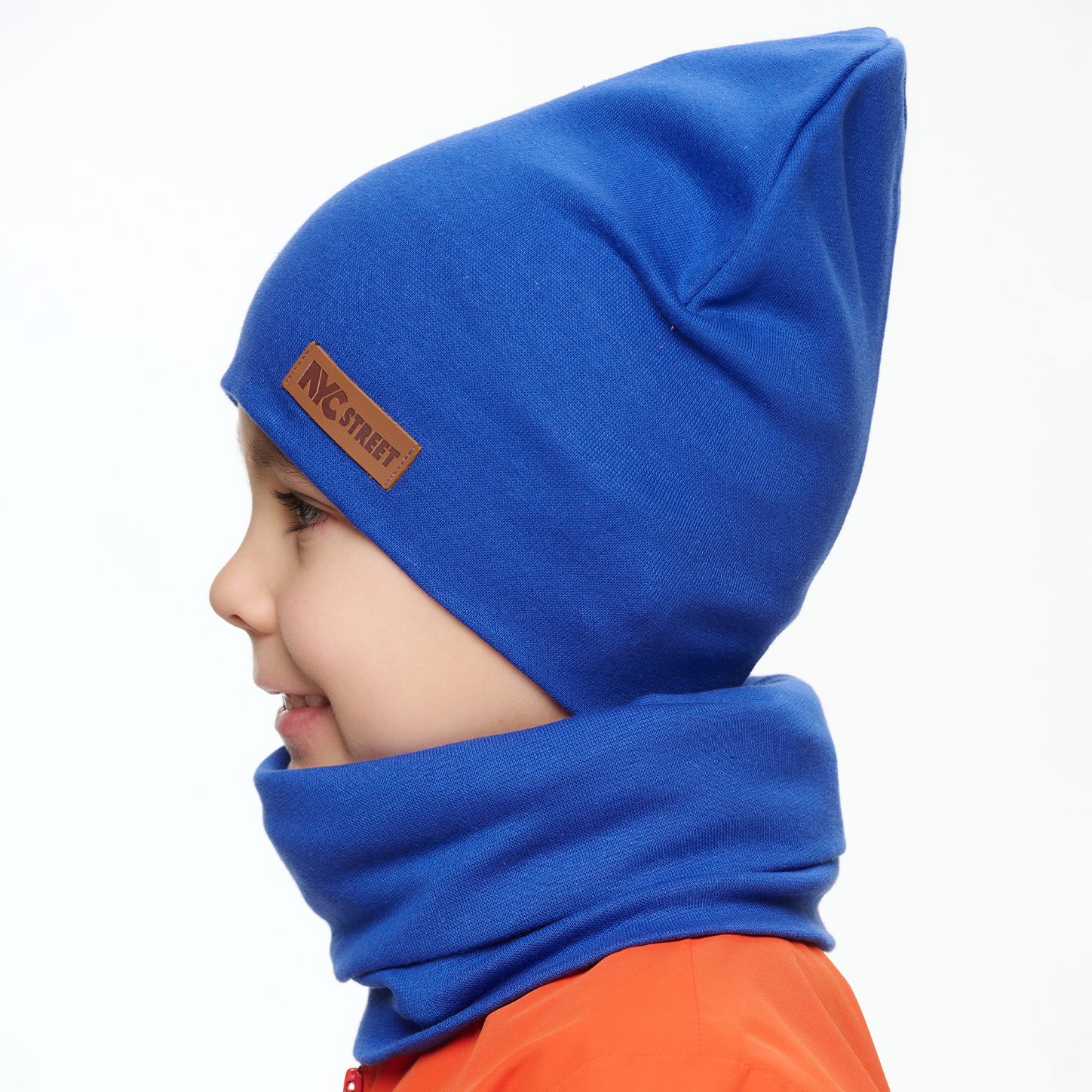 Шапка и снуд NYCkids NYC-H-37-plain-blue - фото 4