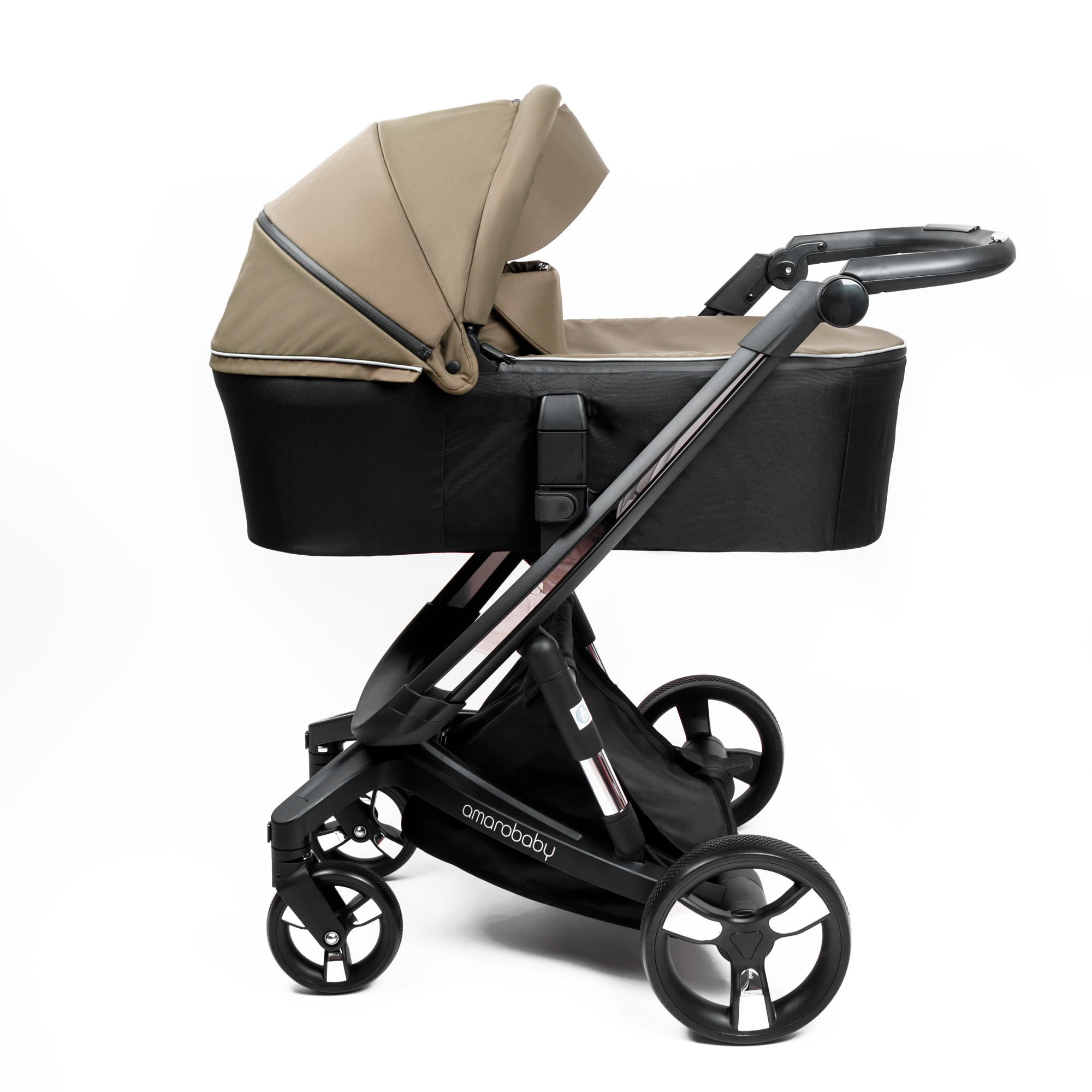 Коляска детская 2 в 1 AmaroBaby TUTUM с AUTO BRAKE бежевый - фото 24