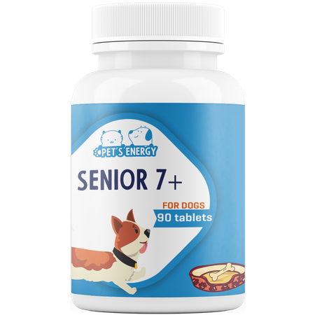Витамины для пожилых собак 7 + PETS ENERGY Хондроитин глюкозамин. 90 табл. Витаминизированное лакомство.