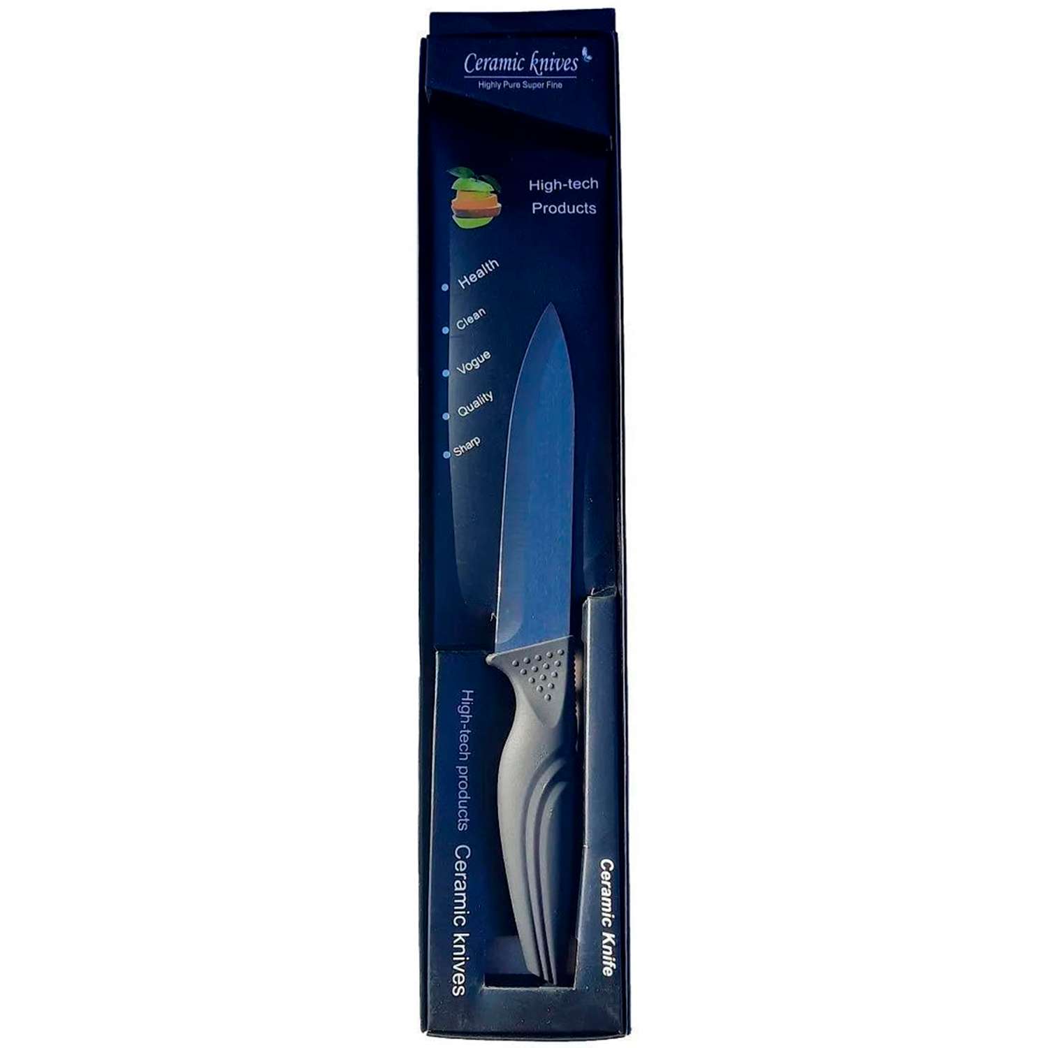 Нож кухонный Домашний сундук керамический черный длина 10см ХС-30 - фото 2
