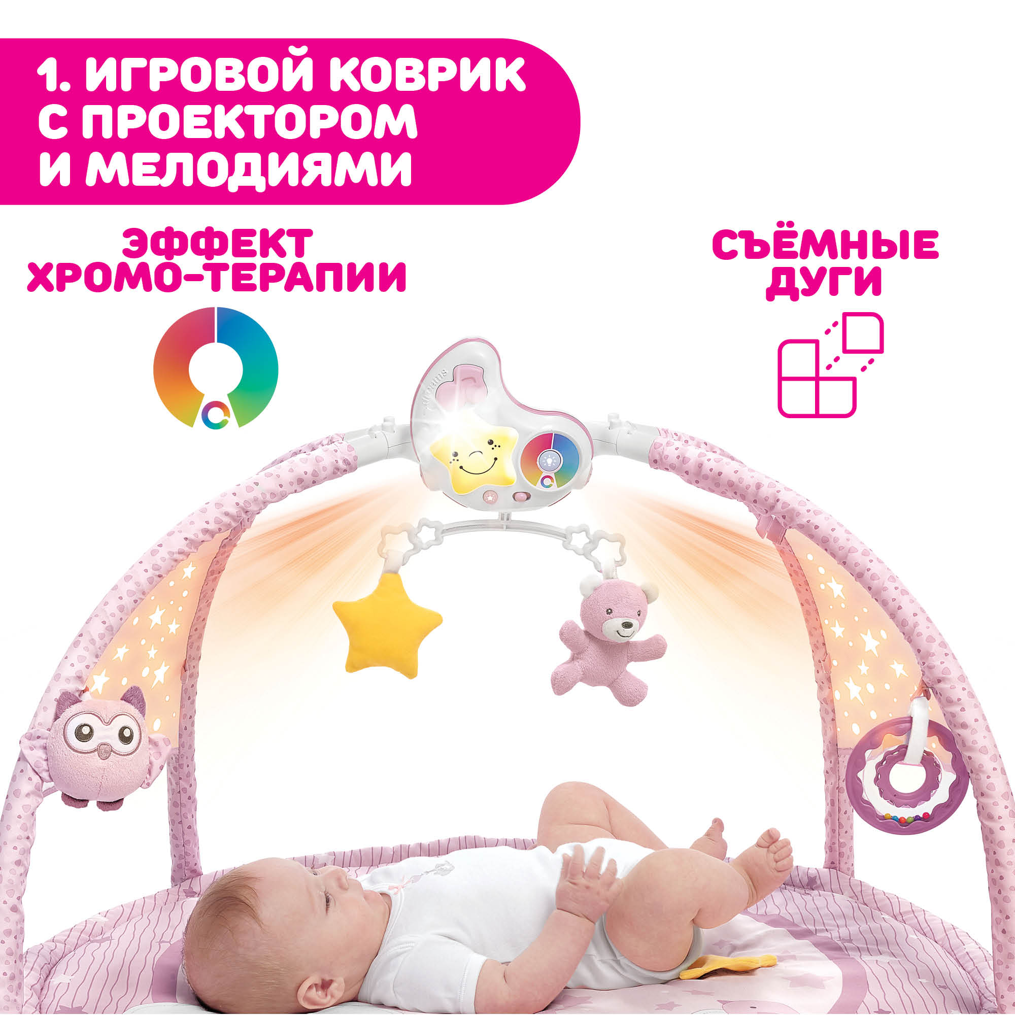 Коврик CHICCO Игровой детский Enjoy Colors Gym розовый купить по цене 8129  ₽ в интернет-магазине Детский мир