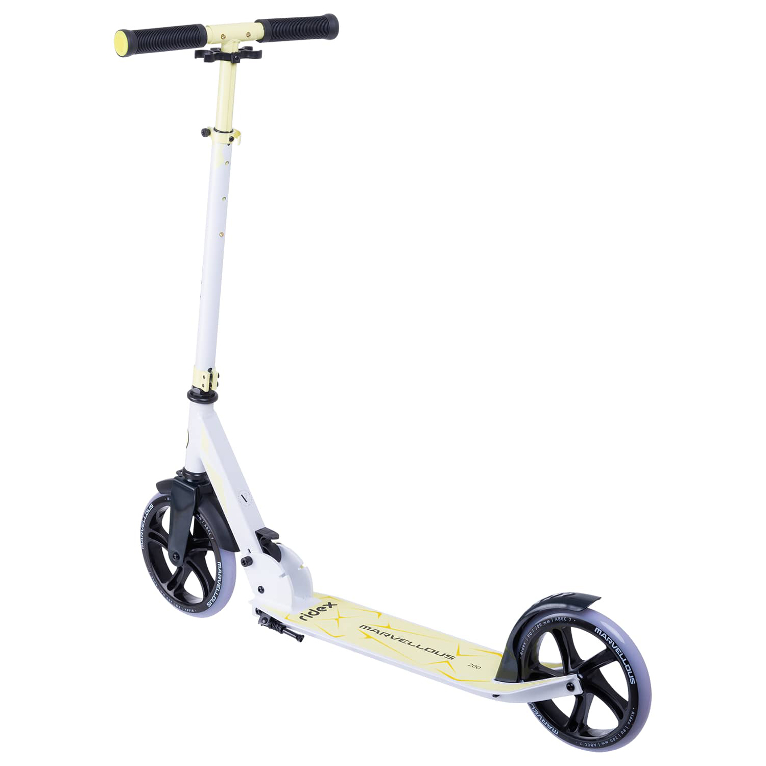 Самокат RIDEX двухколесный Scooter 2 wheels Phenom 200 Marvellous white/yellow - фото 2