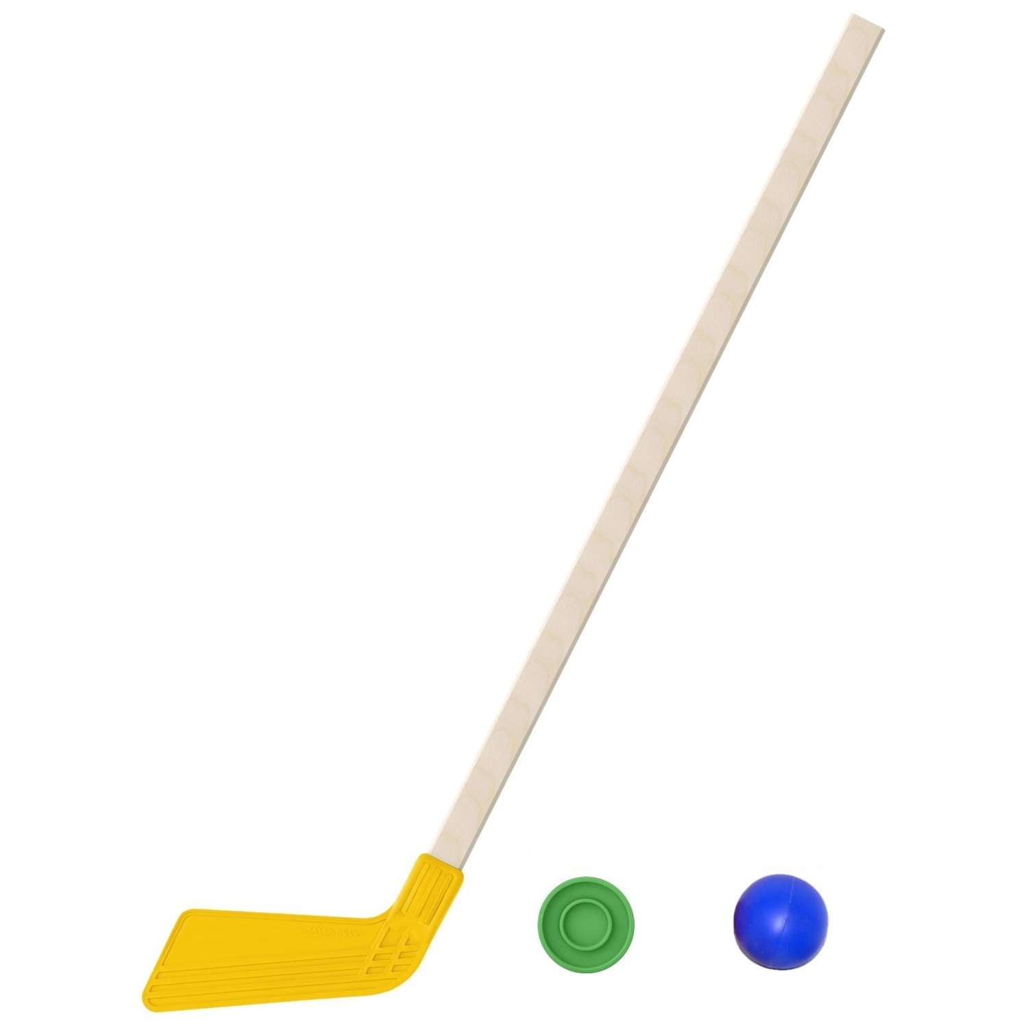 Набор для хоккея Задира Клюшка хоккейная детская желтая + шайба + мячик - фото 1
