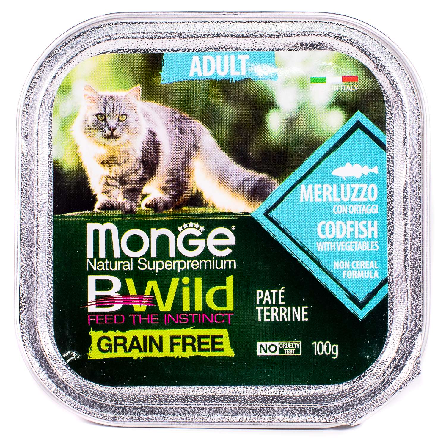 Корм для кошек MONGE BWild Grain free из трески с овощами консервированный 100г - фото 2