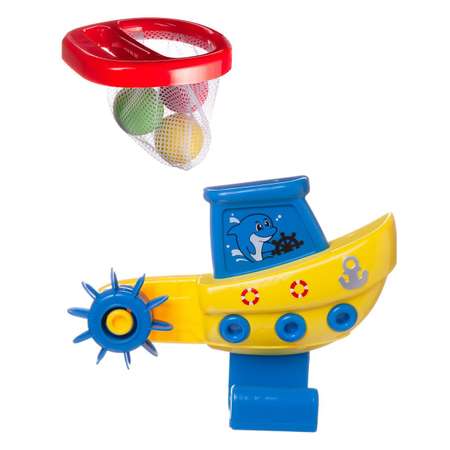 Набор игрушек для ванной ABtoys Кораблик с корзиной и 3 мячиками для водного баскетбола