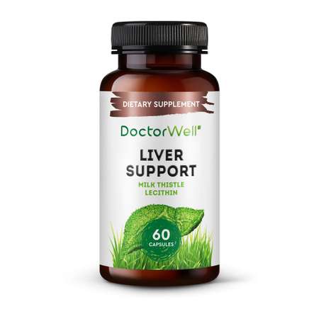 Витамины DoctorWell LIVER SUPPORT для защиты и очищения печени с расторопшой омегой-6 и лецитином 60 шт