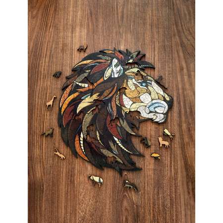 Деревянный фигурный пазл Eco Wood Art Лев L 41x37 см