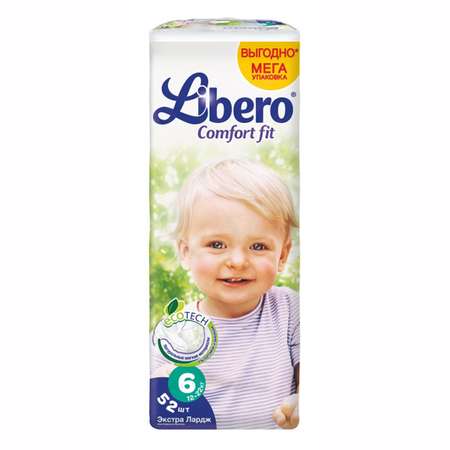 Подгузники Libero Comfort Fit Мега упаковка Extra Large 12-22кг 52шт