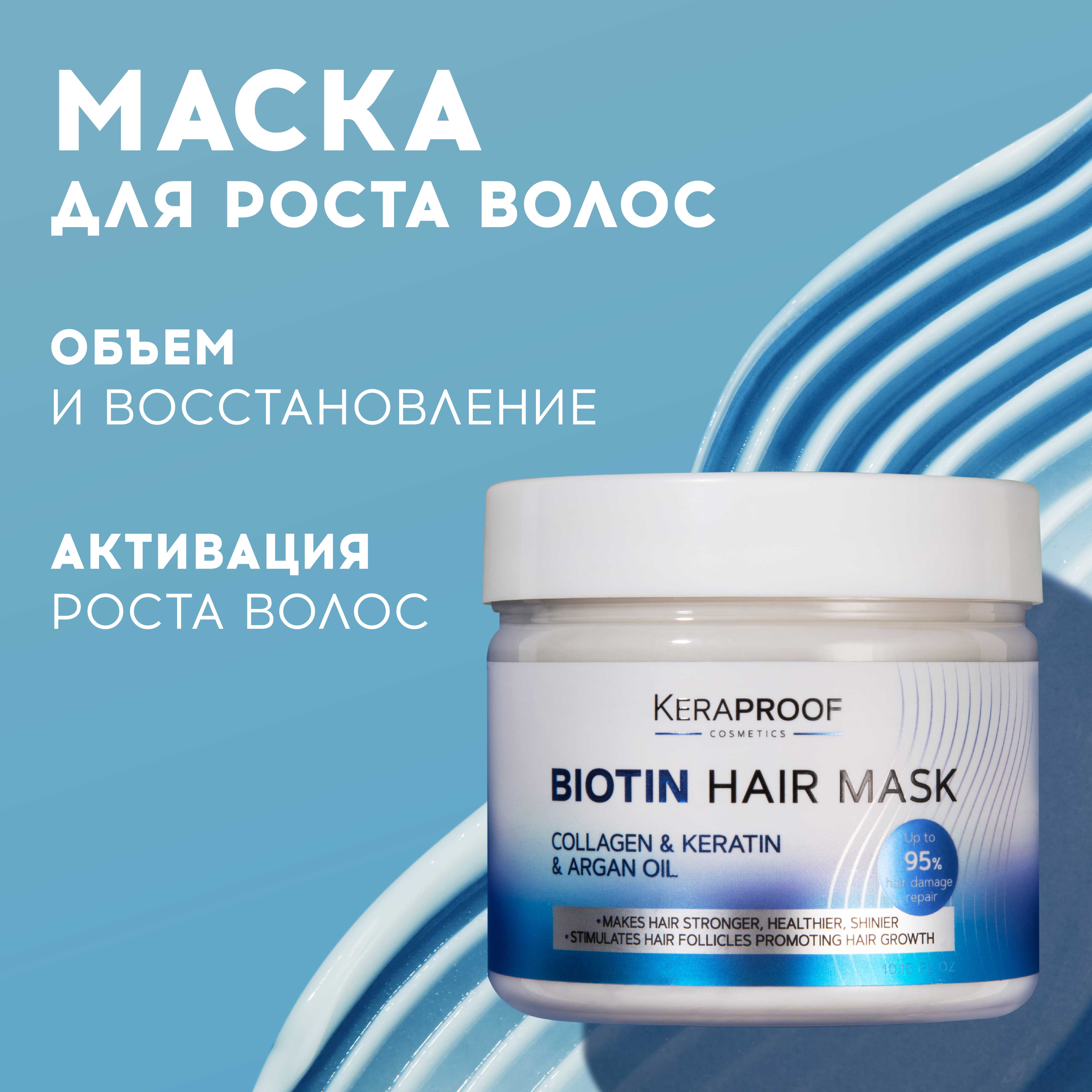 Маска для волос KERAPROOF укрепляющая против выпадения для роста волос с  биотином и кератином 300 мл купить по цене 498 ₽ в интернет-магазине  Детский мир