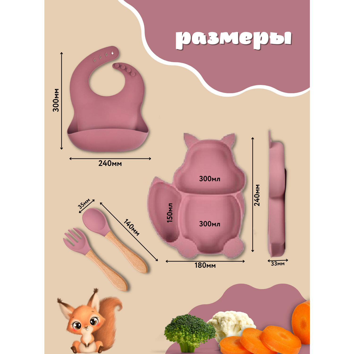 Набор детской посуды PlayKid темно-розовый - фото 6