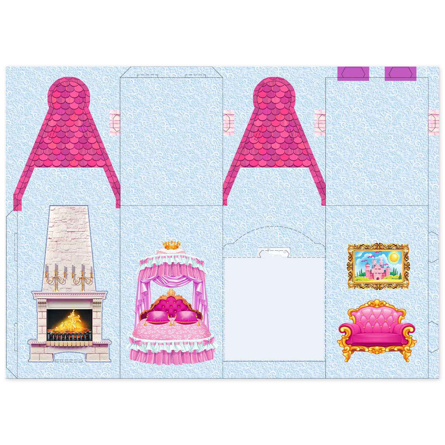 Игровой набор Фламинго Кукольный домик принцессы с многоразовыми наклейками 00271 - фото 4