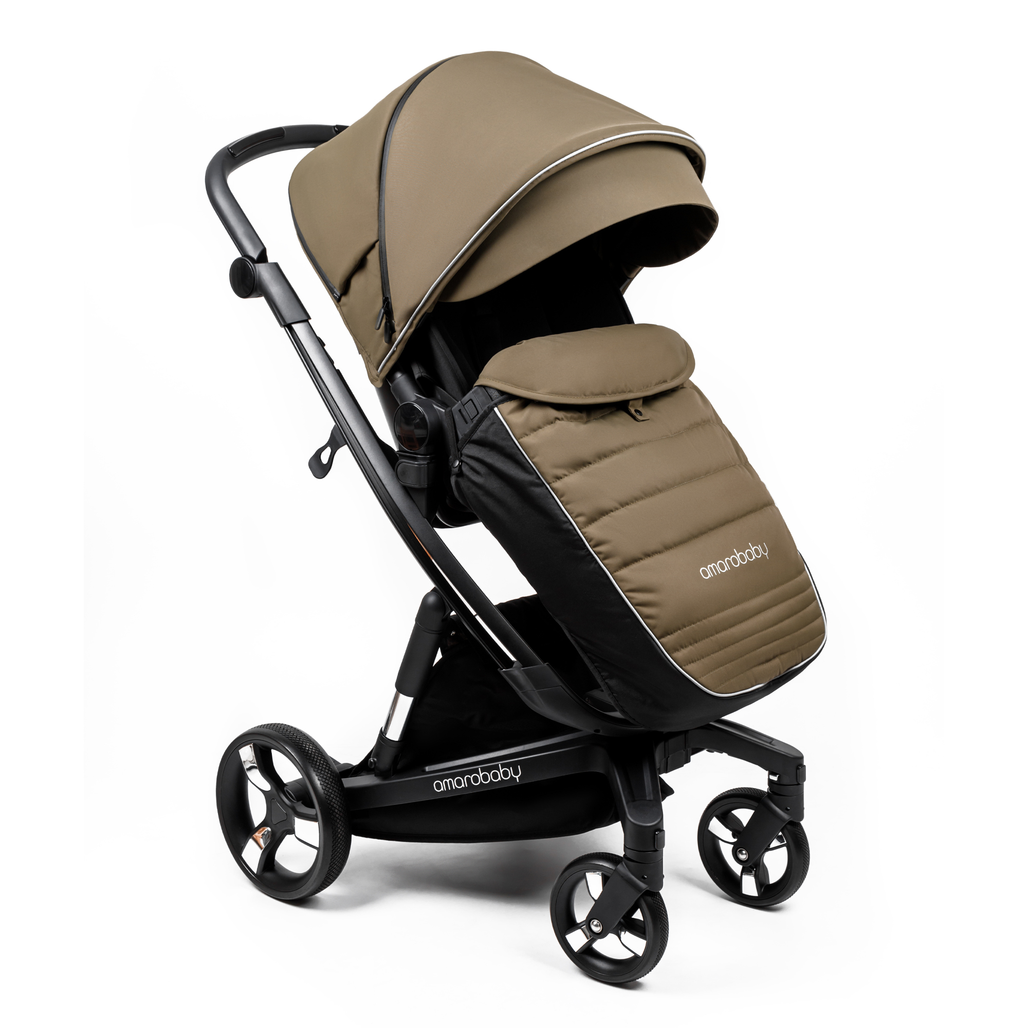 Коляска детская 2 в 1 AmaroBaby TUTUM с AUTO BRAKE бежевый - фото 29